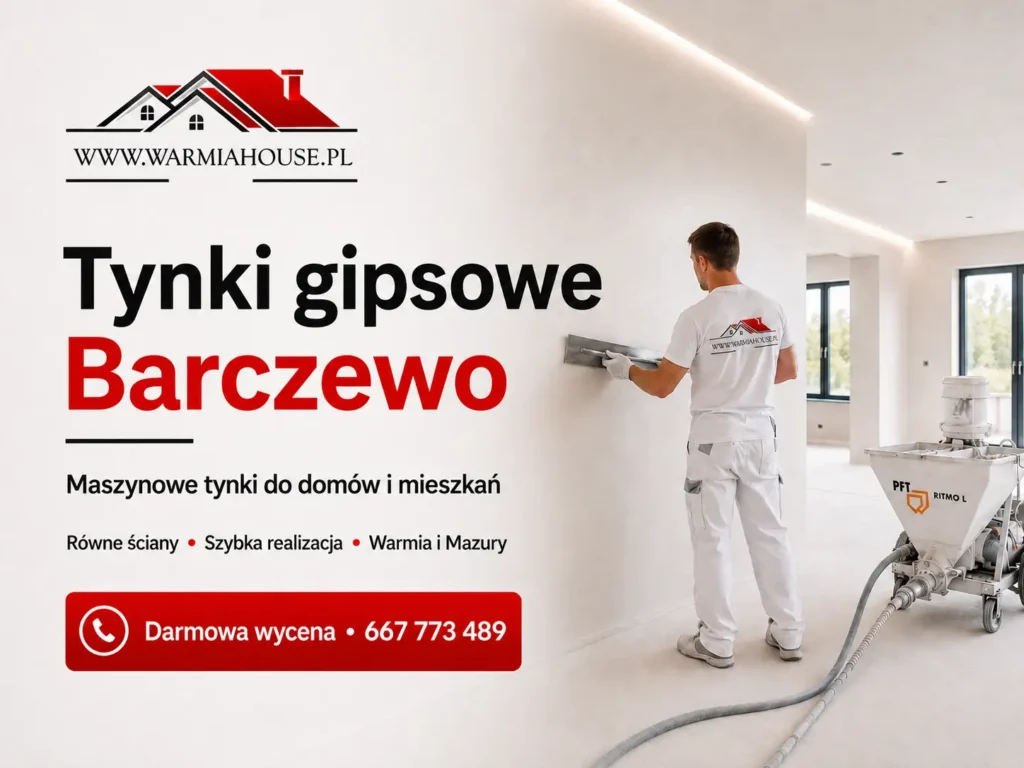 Tynki gipsowe Barczewo 1 Tynki gipsowe Barczewo – maszynowe tynkowanie ścian i sufitów | Warmia House