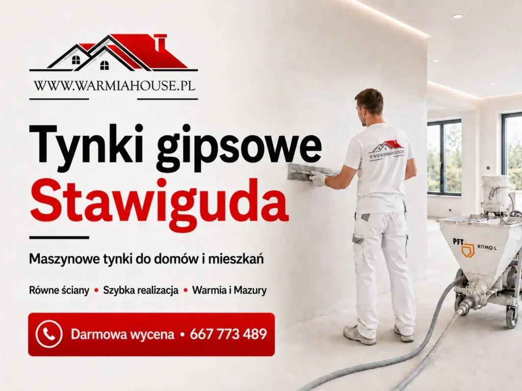 Tynki gipsowe Stawiguda 1 Tynki gipsowe Stawiguda – maszynowe tynkowanie ścian i sufitów | Warmia House