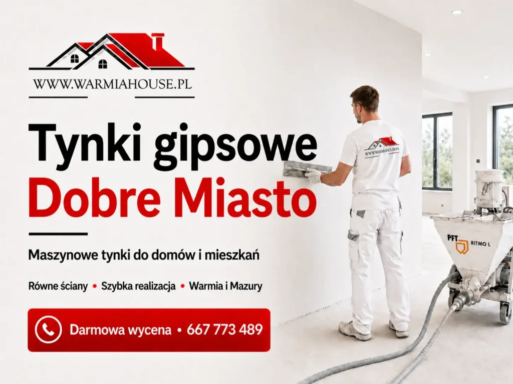 Tynki gipsowe Dobre Miasto 1 Tynki gipsowe Dobre Miasto – maszynowe tynkowanie ścian i sufitów | Warmia House